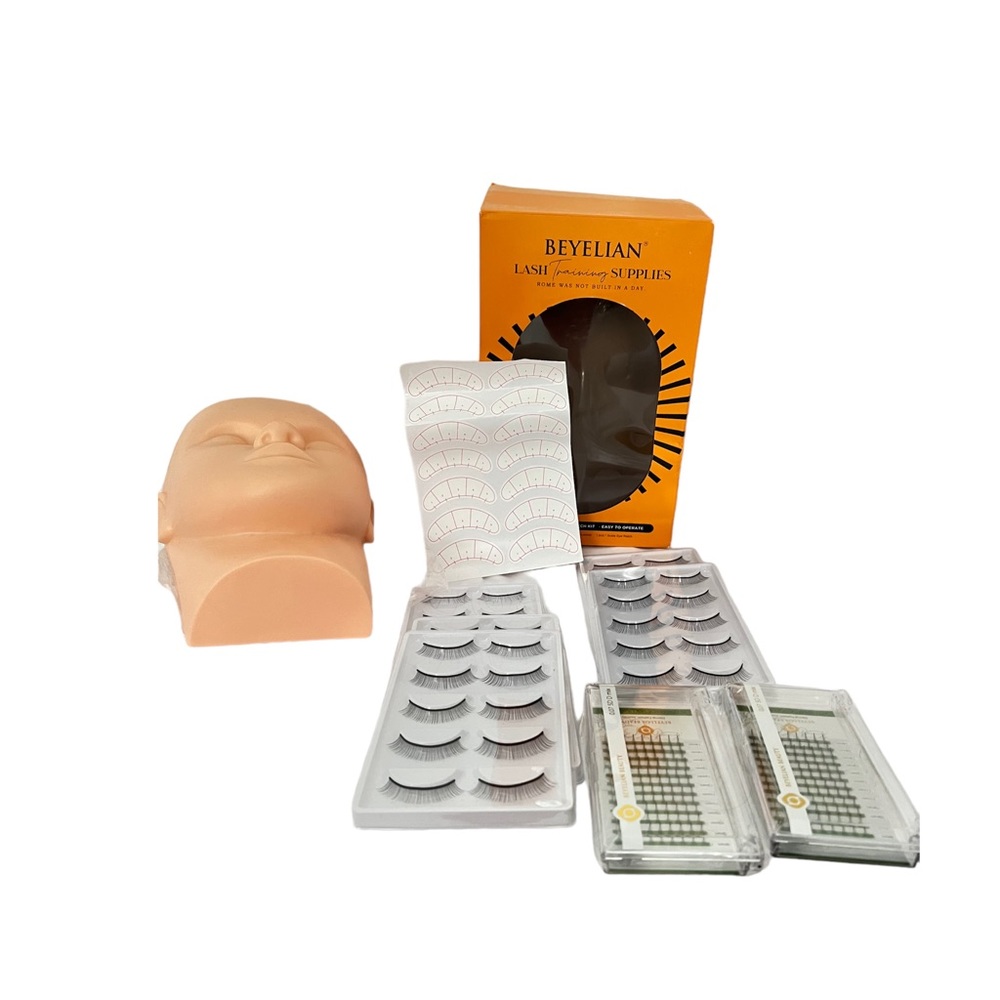 Lash Mannequin Head Training Kit with Practice Lashes & Volume Eyelash Extension